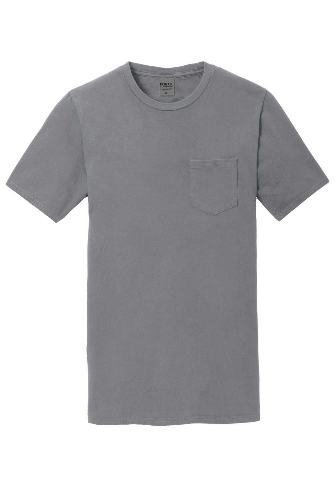 Port &amp; Company PC099P Beach Wash Garment-Dyed Pocket Tee - Pewter - HIT a Double - 5