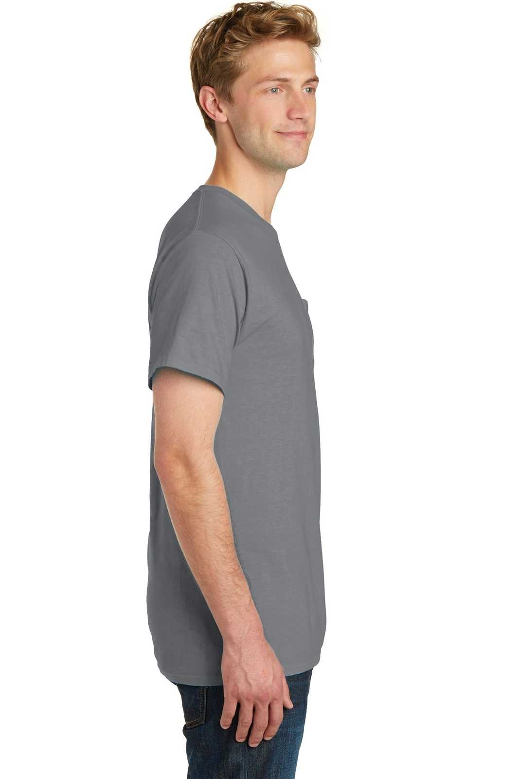 Port &amp; Company PC099P Beach Wash Garment-Dyed Pocket Tee - Pewter - HIT a Double - 3