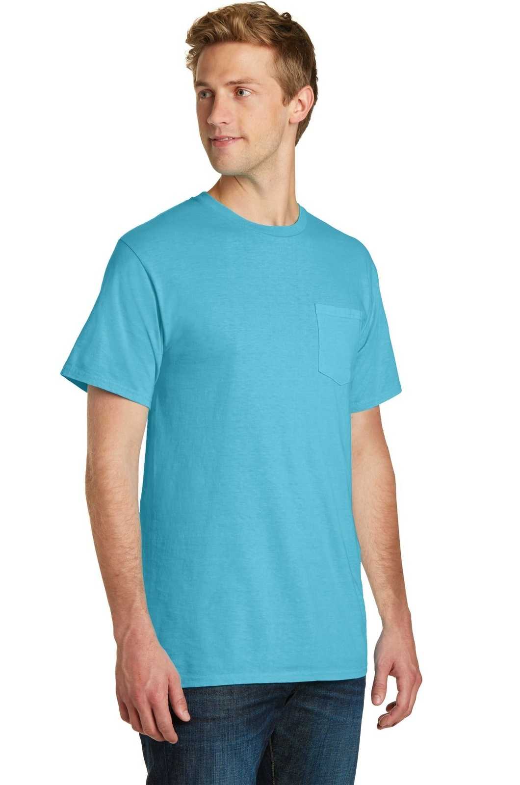 Port &amp; Company PC099P Beach Wash Garment-Dyed Pocket Tee - Tidal Wave - HIT a Double - 4