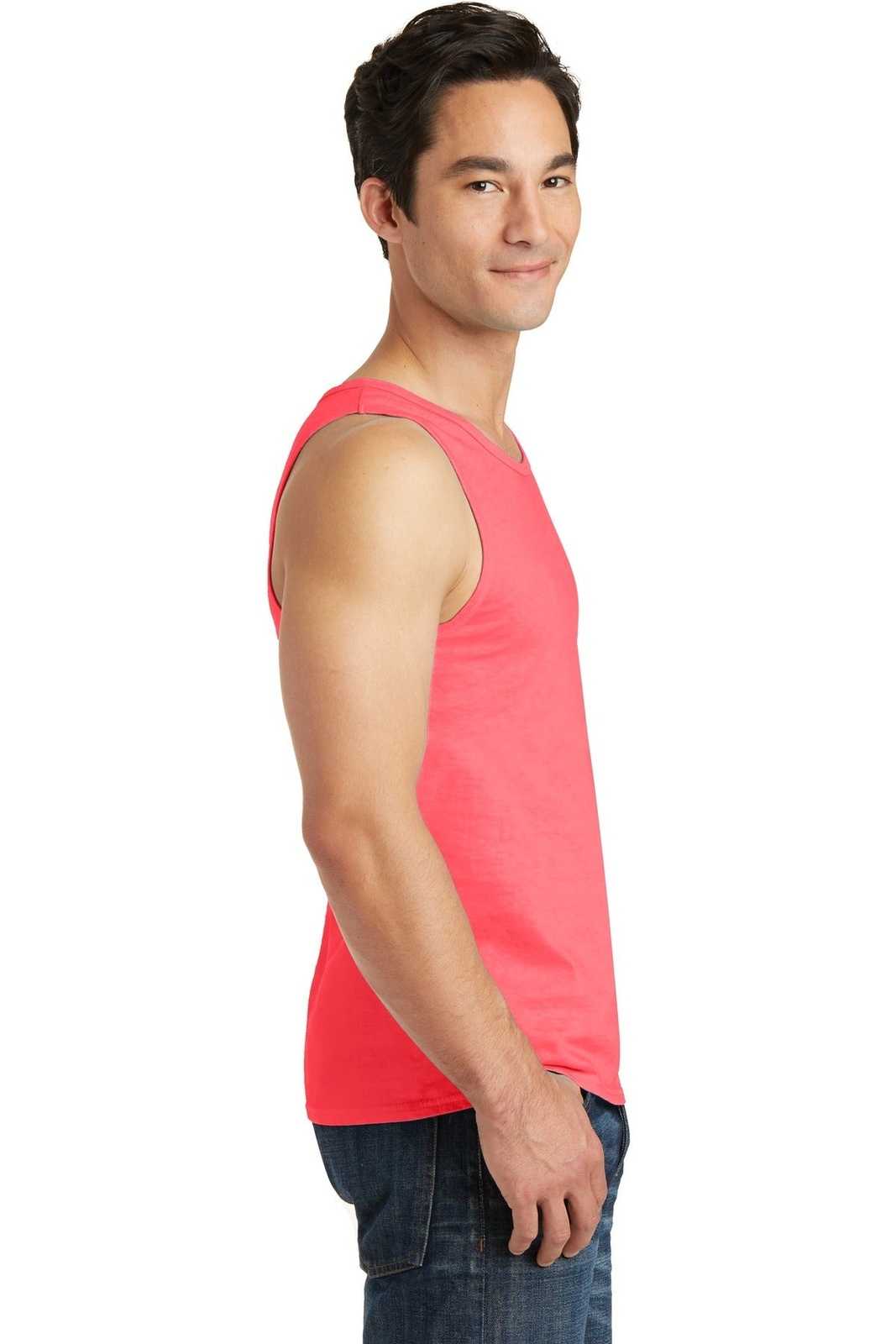 Port &amp; Company PC099TT Beach Wash Garment-Dyed Tank - Neon Coral - HIT a Double - 3