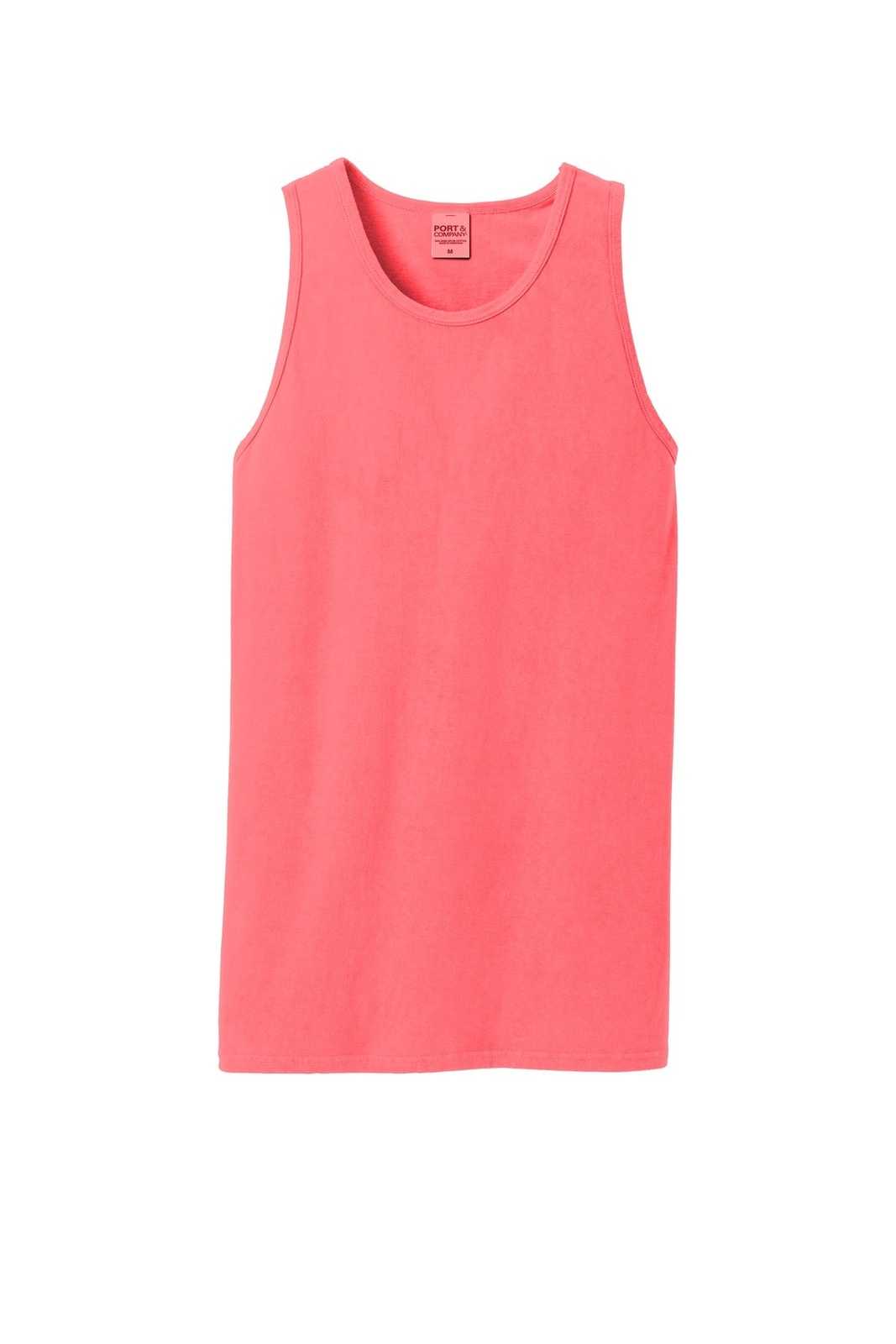 Port &amp; Company PC099TT Beach Wash Garment-Dyed Tank - Neon Coral - HIT a Double - 5
