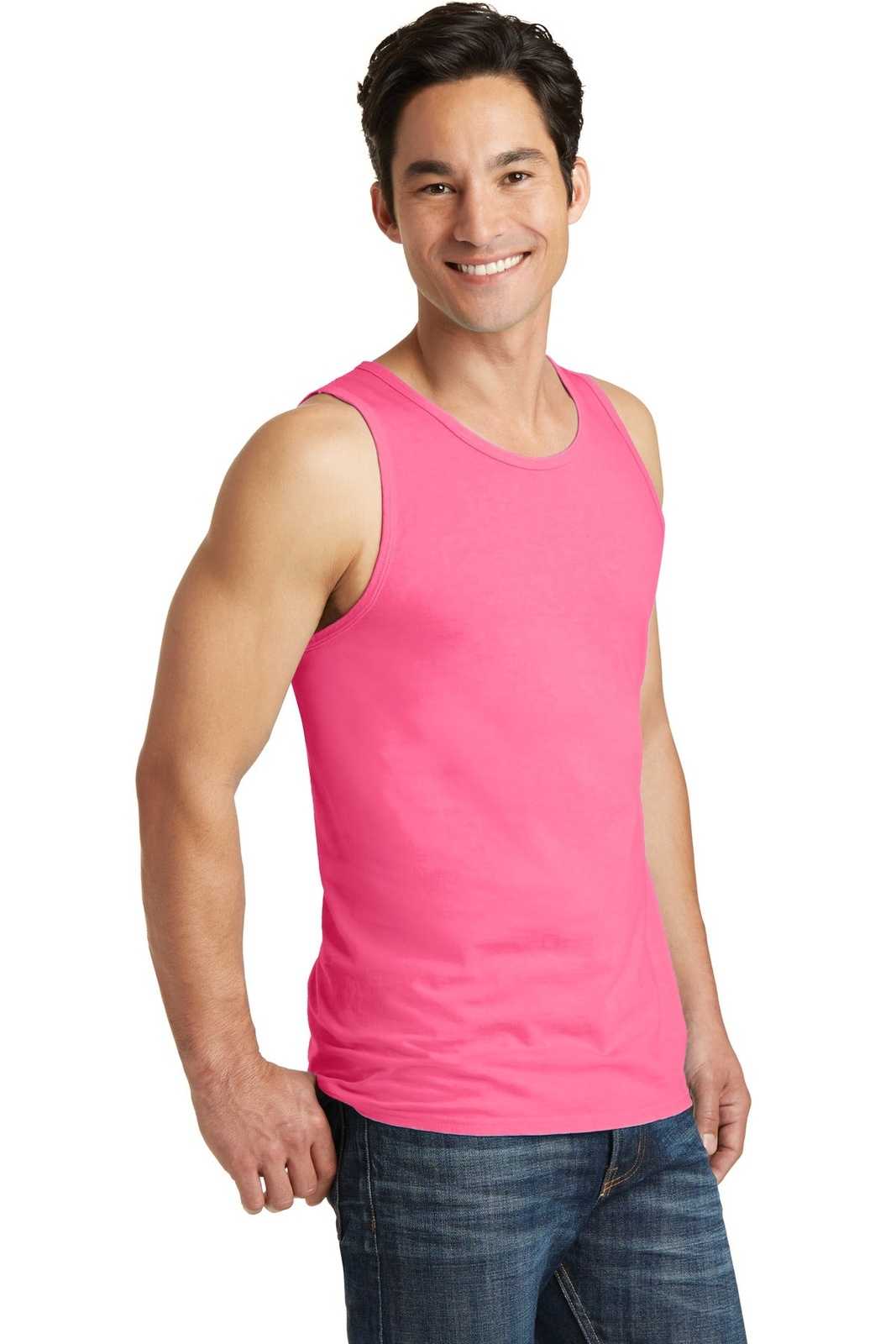 Port &amp; Company PC099TT Beach Wash Garment-Dyed Tank - Neon Pink - HIT a Double - 4