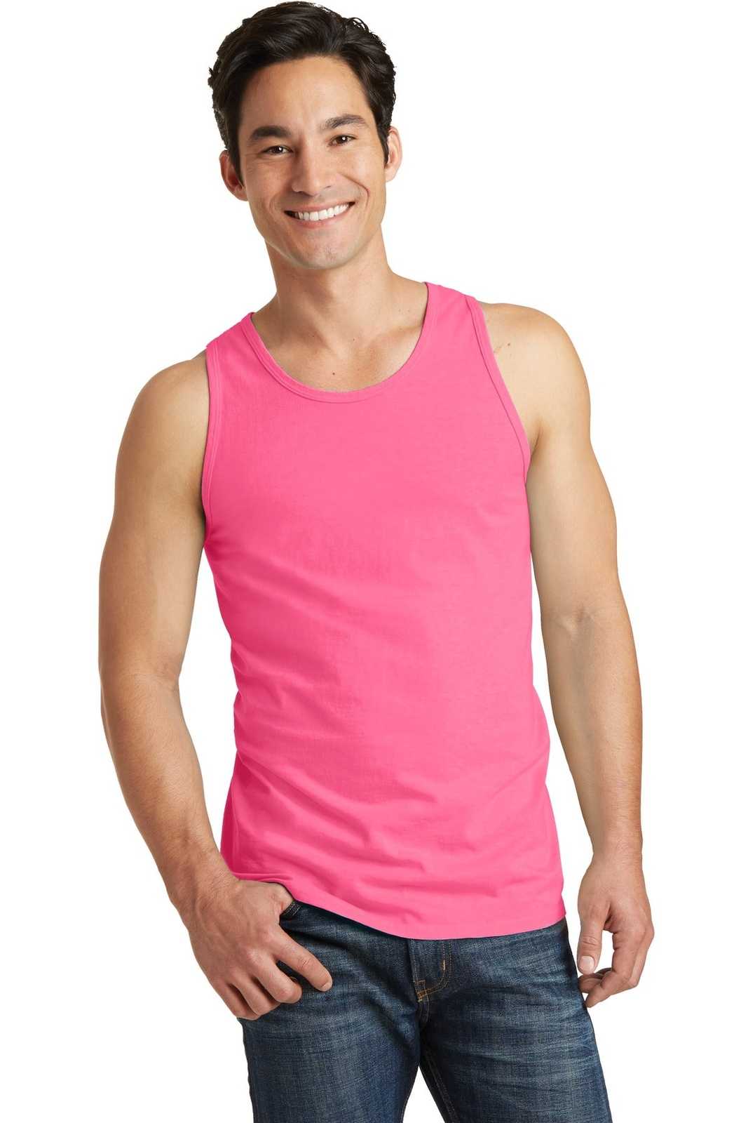 Port &amp; Company PC099TT Beach Wash Garment-Dyed Tank - Neon Pink - HIT a Double - 1