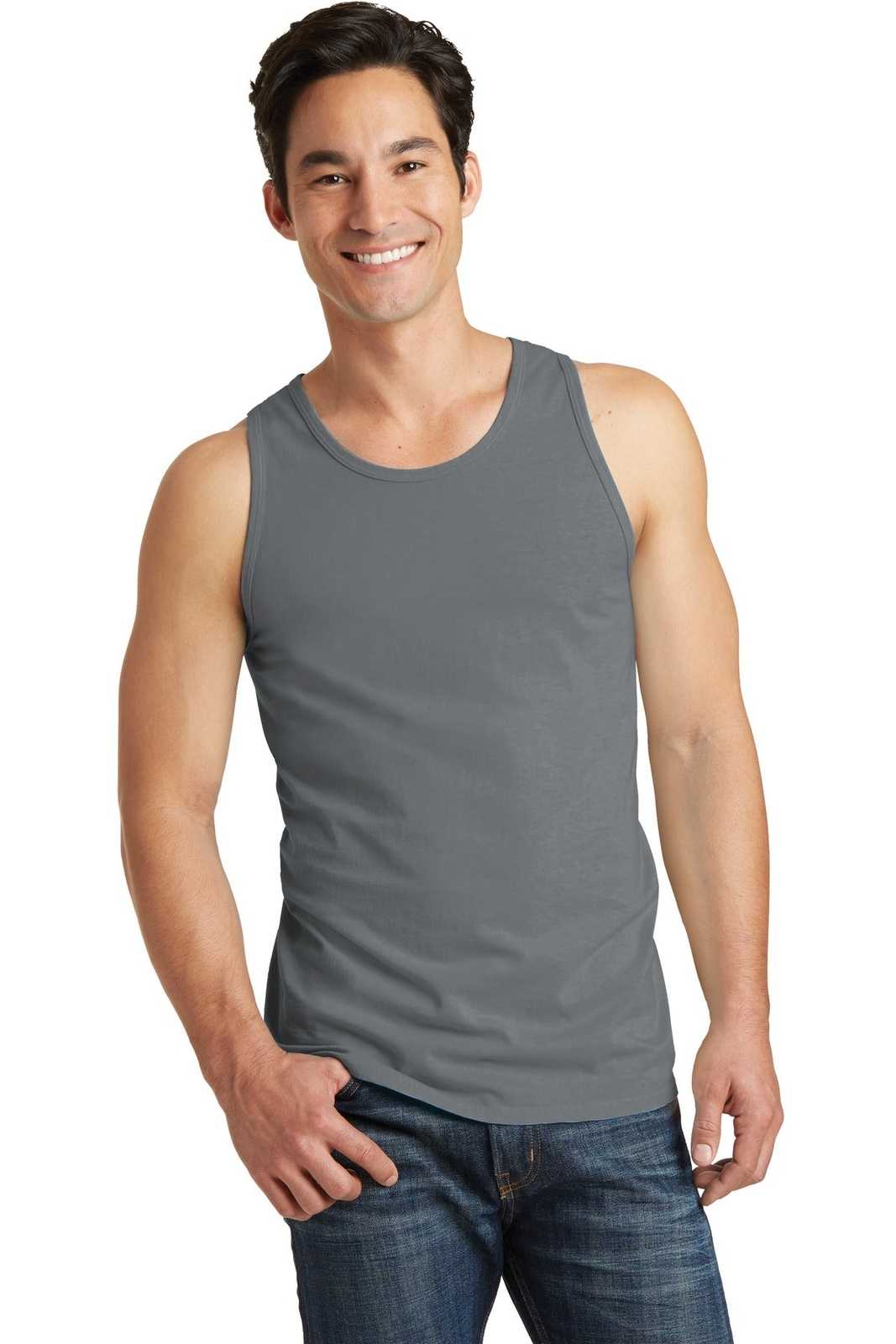 Port &amp; Company PC099TT Beach Wash Garment-Dyed Tank - Pewter - HIT a Double - 1