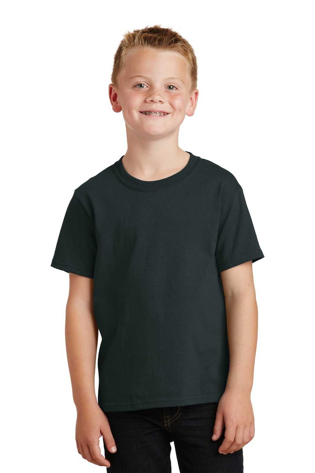 Port &amp; Company PC099Y Youth Beach Wash Garment-Dyed Tee - Black - HIT a Double - 1