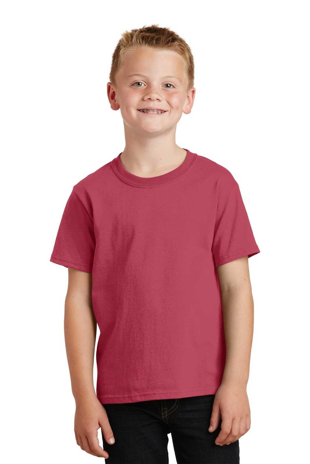 Port &amp; Company PC099Y Youth Beach Wash Garment-Dyed Tee - Merlot - HIT a Double - 1