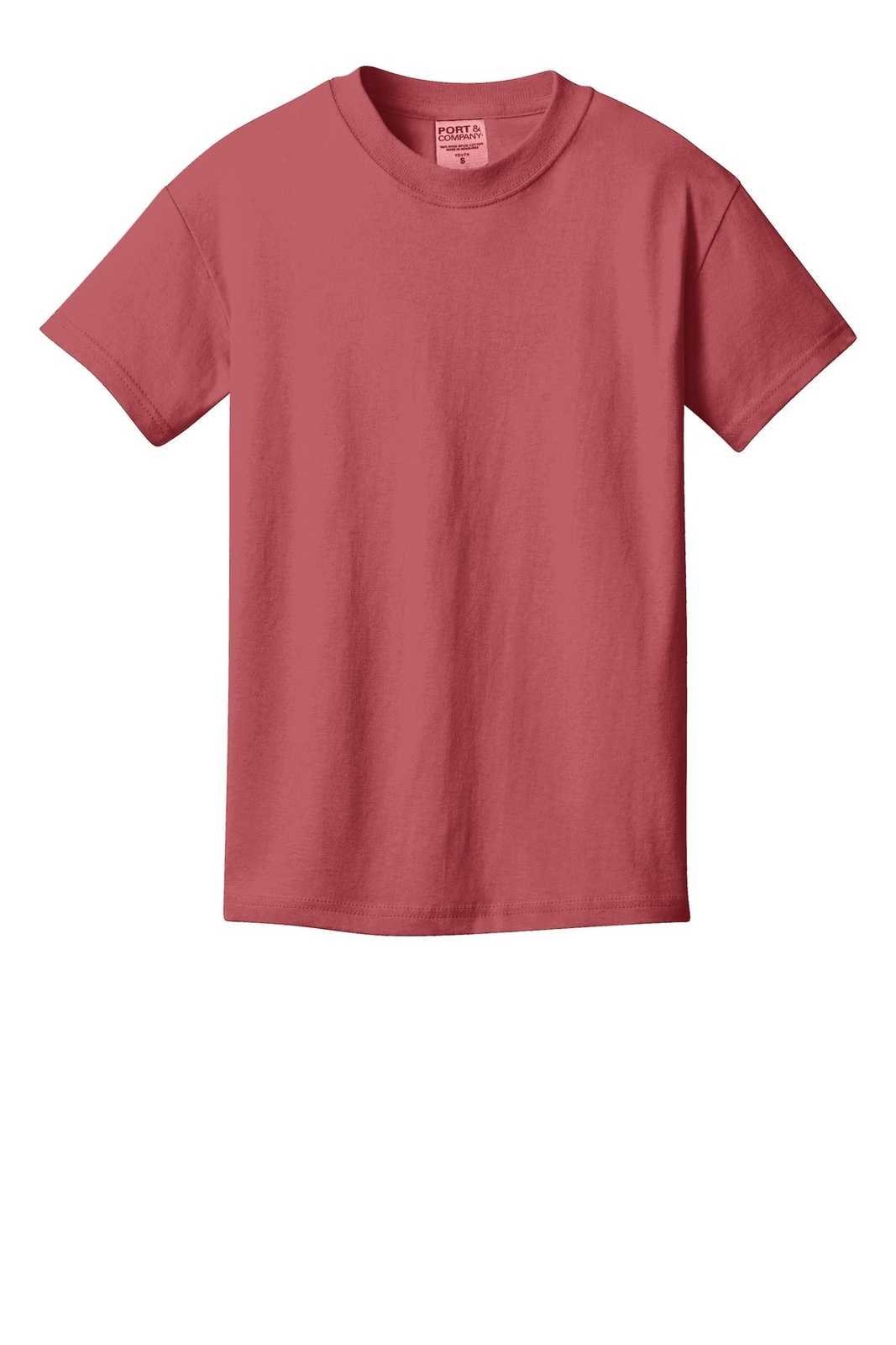 Port &amp; Company PC099Y Youth Beach Wash Garment-Dyed Tee - Red Rock - HIT a Double - 2