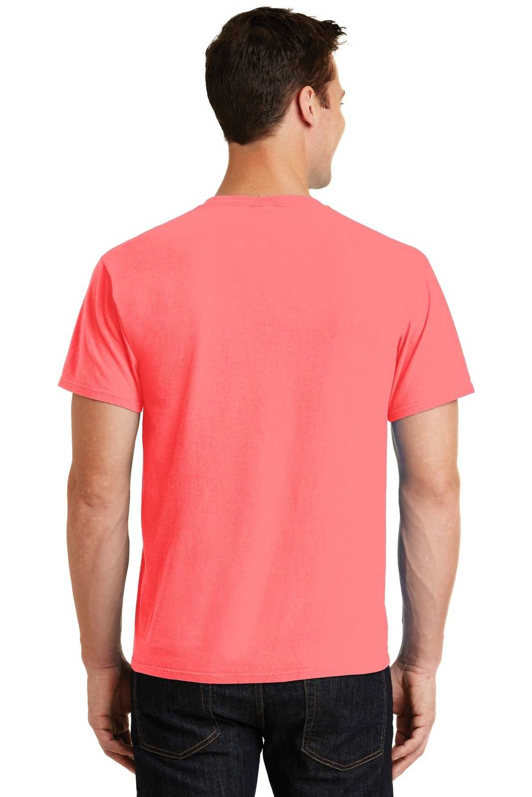 Port &amp; Company PC099 Beach Wash Garment-Dyed Tee - Neon Coral - HIT a Double - 2