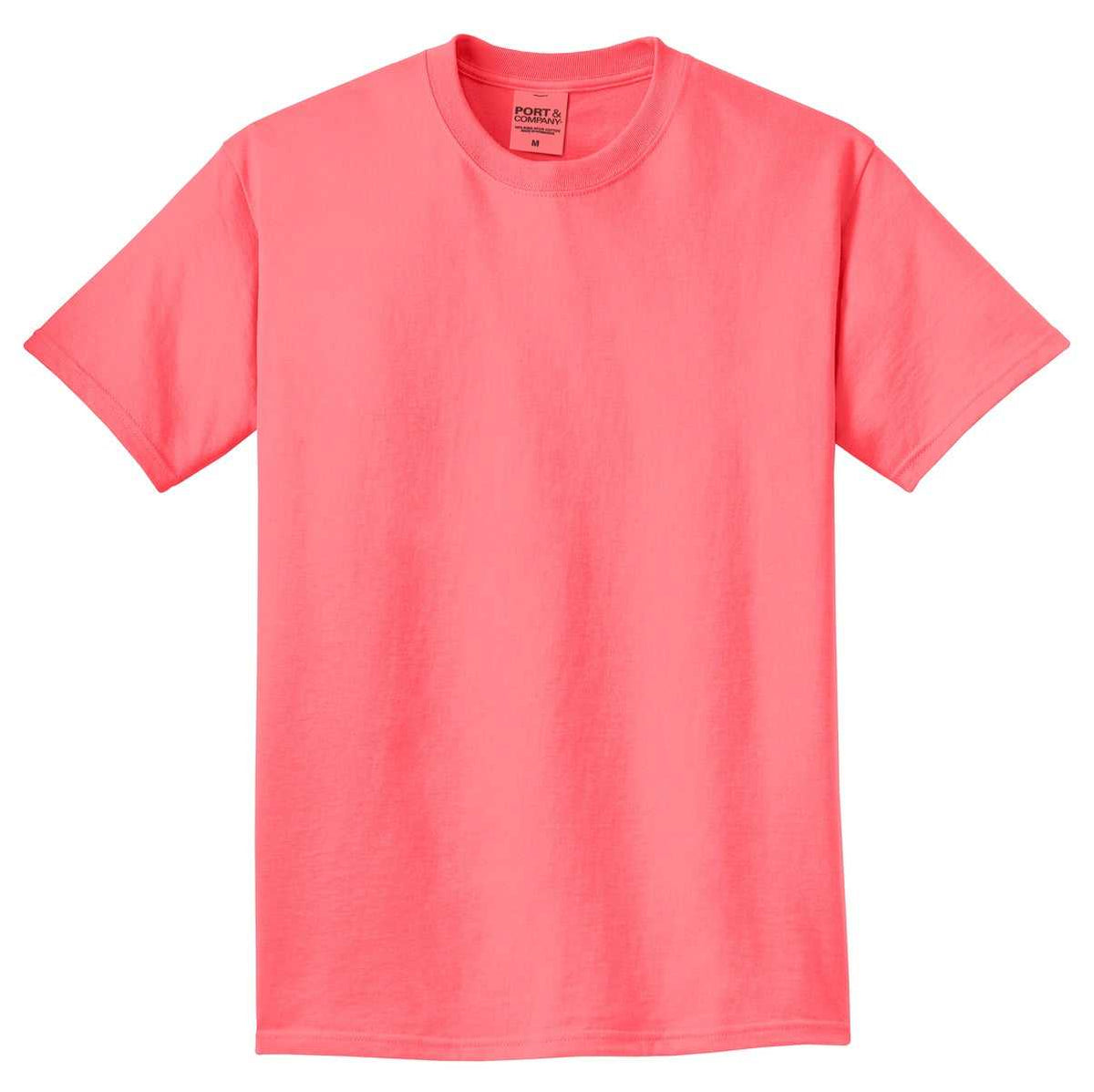 Port &amp; Company PC099 Beach Wash Garment-Dyed Tee - Neon Coral - HIT a Double - 5