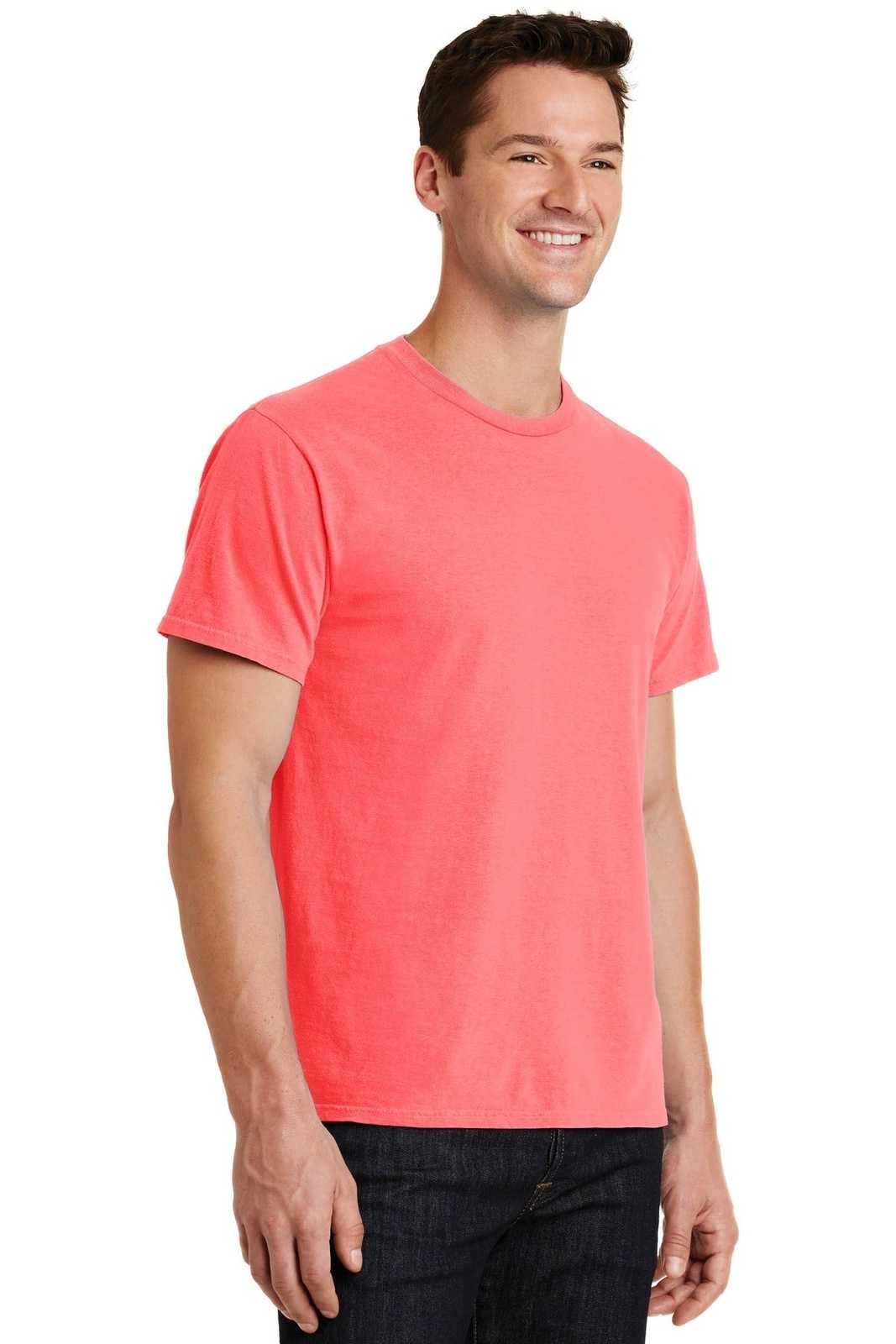 Port &amp; Company PC099 Beach Wash Garment-Dyed Tee - Neon Coral - HIT a Double - 4