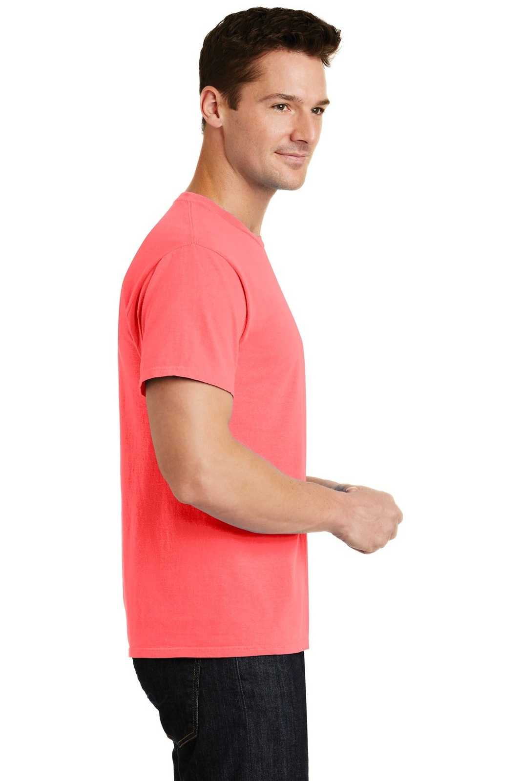 Port &amp; Company PC099 Beach Wash Garment-Dyed Tee - Neon Coral - HIT a Double - 3