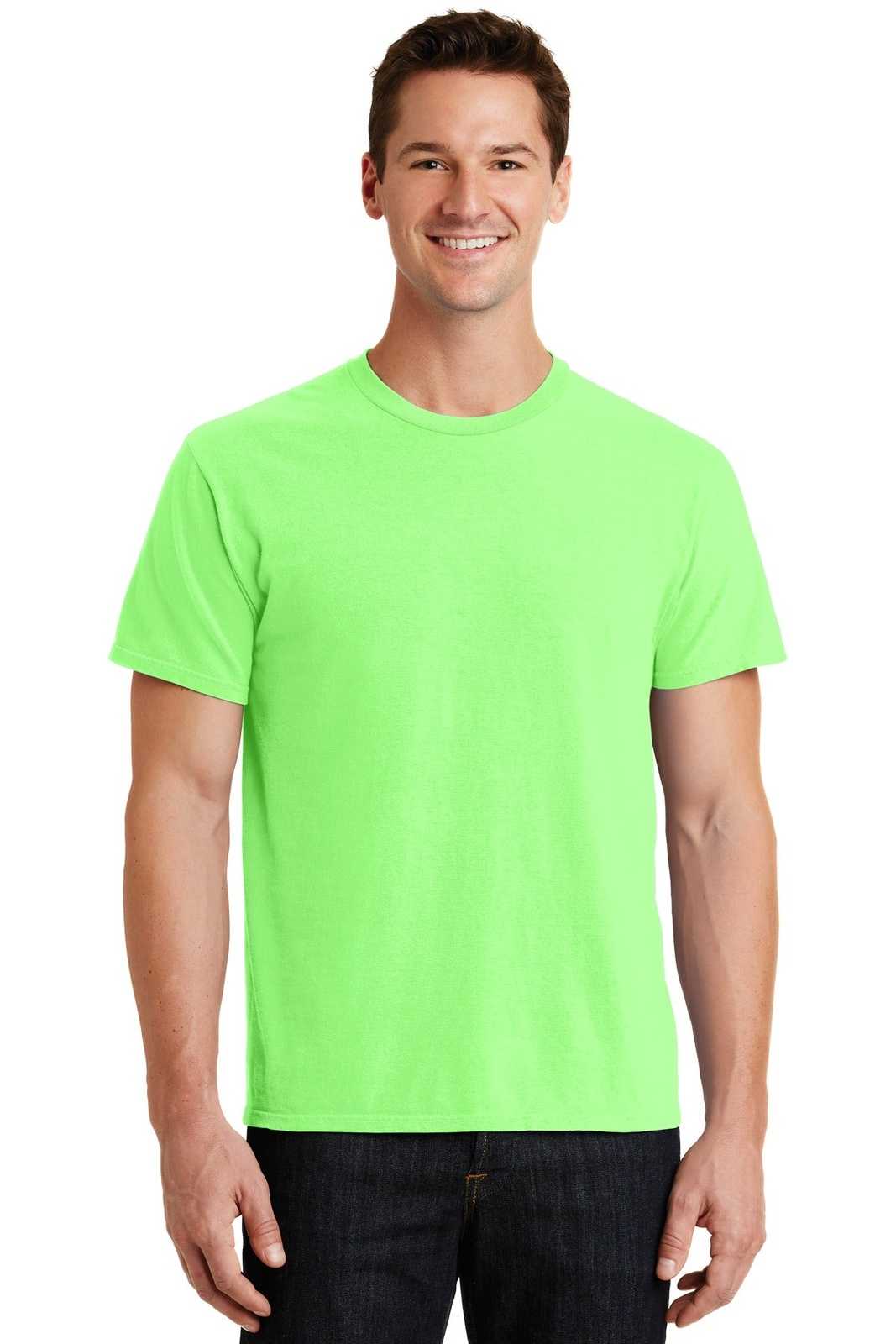 Port &amp; Company PC099 Beach Wash Garment-Dyed Tee - Neon Green - HIT a Double - 1