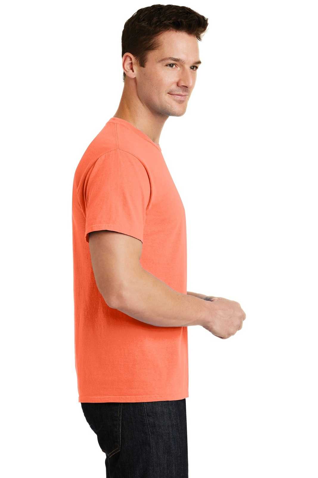 Port &amp; Company PC099 Beach Wash Garment-Dyed Tee - Neon Orange - HIT a Double - 3