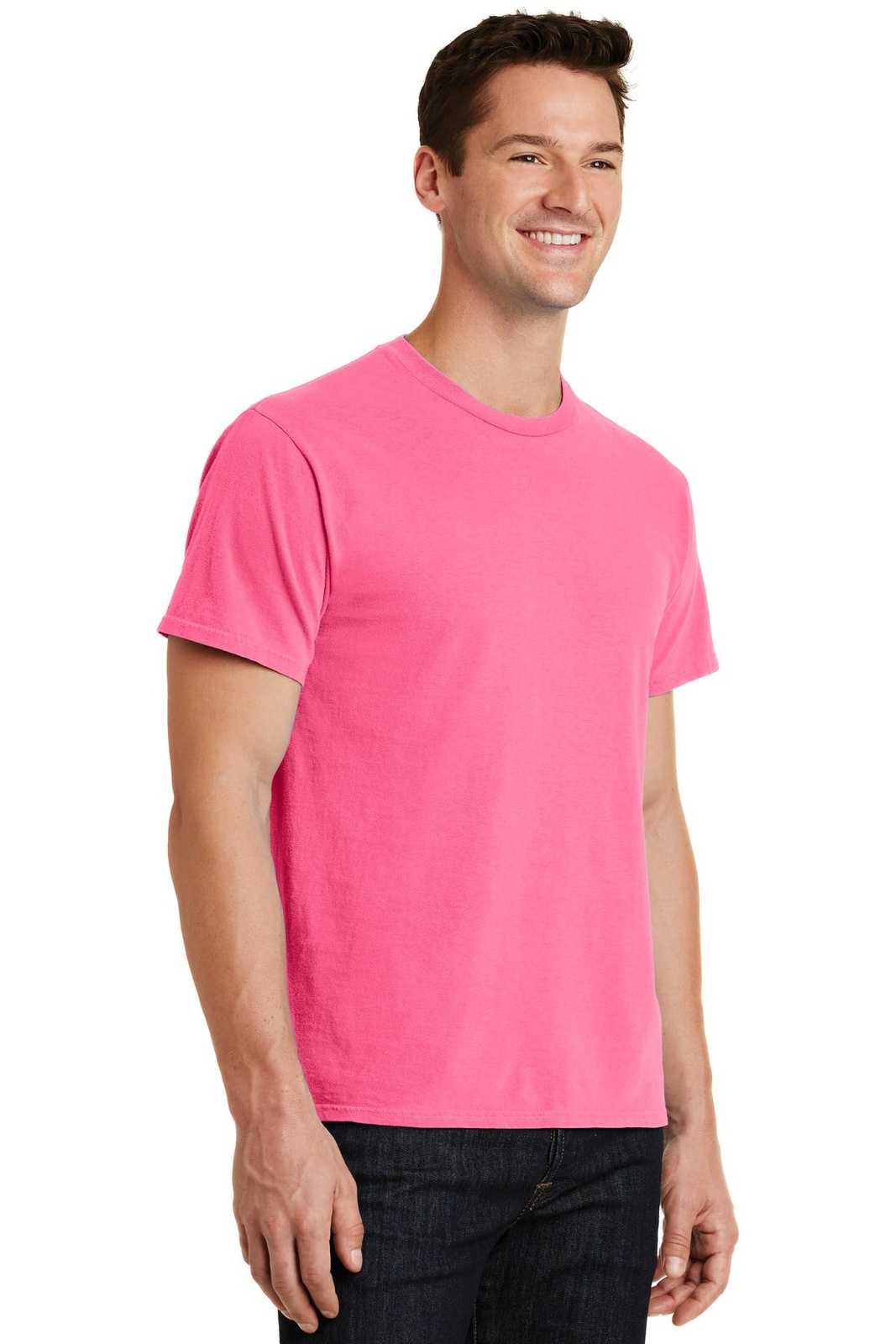 Port &amp; Company PC099 Beach Wash Garment-Dyed Tee - Neon Pink - HIT a Double - 4