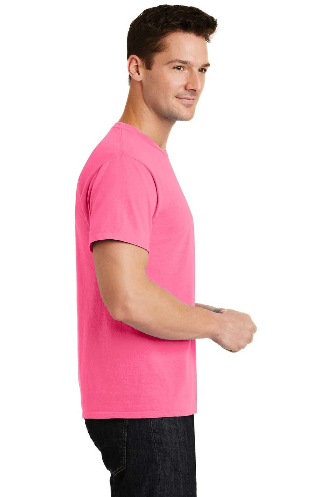 Port &amp; Company PC099 Beach Wash Garment-Dyed Tee - Neon Pink - HIT a Double - 3
