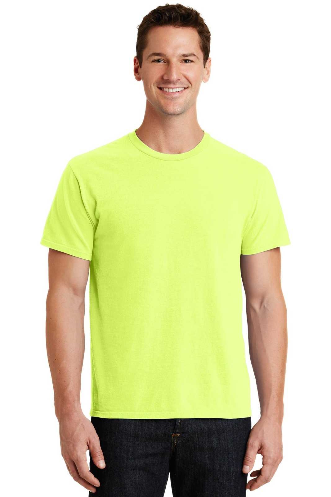 Port &amp; Company PC099 Beach Wash Garment-Dyed Tee - Neon Yellow - HIT a Double - 1