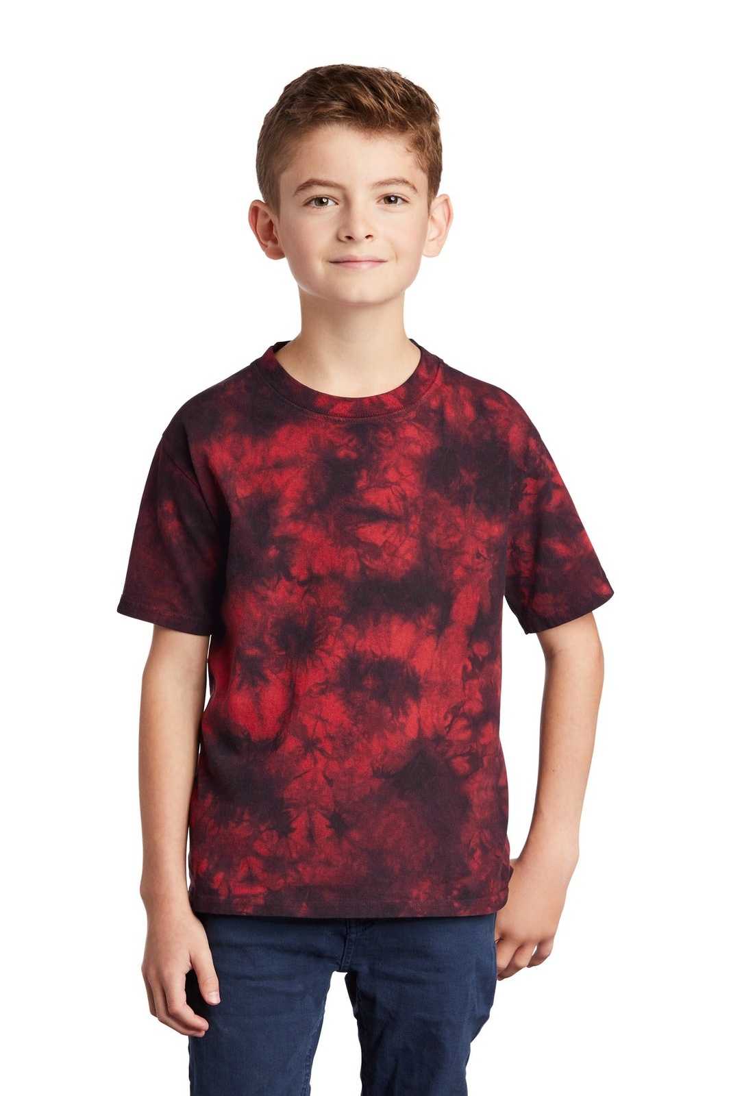 Port &amp; Company PC145Y Youth Crystal Tie-Dye Tee - Black Red - HIT a Double - 1