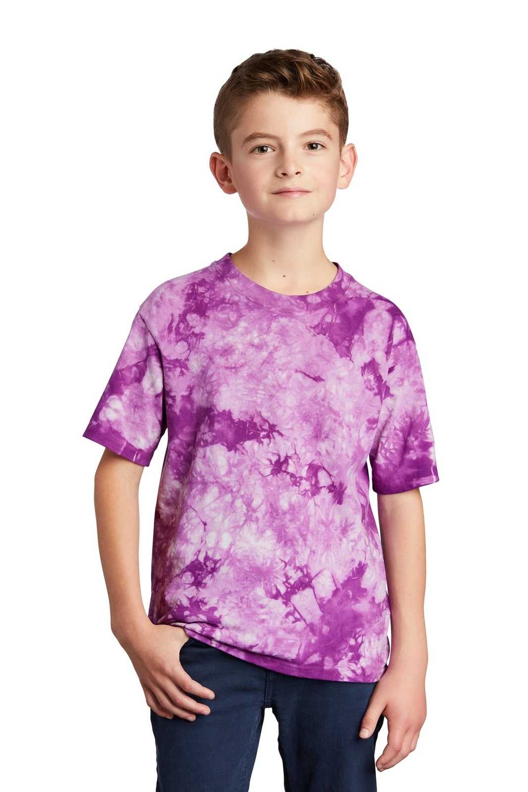 Port &amp; Company PC145Y Youth Crystal Tie-Dye Tee - Purple - HIT a Double - 1