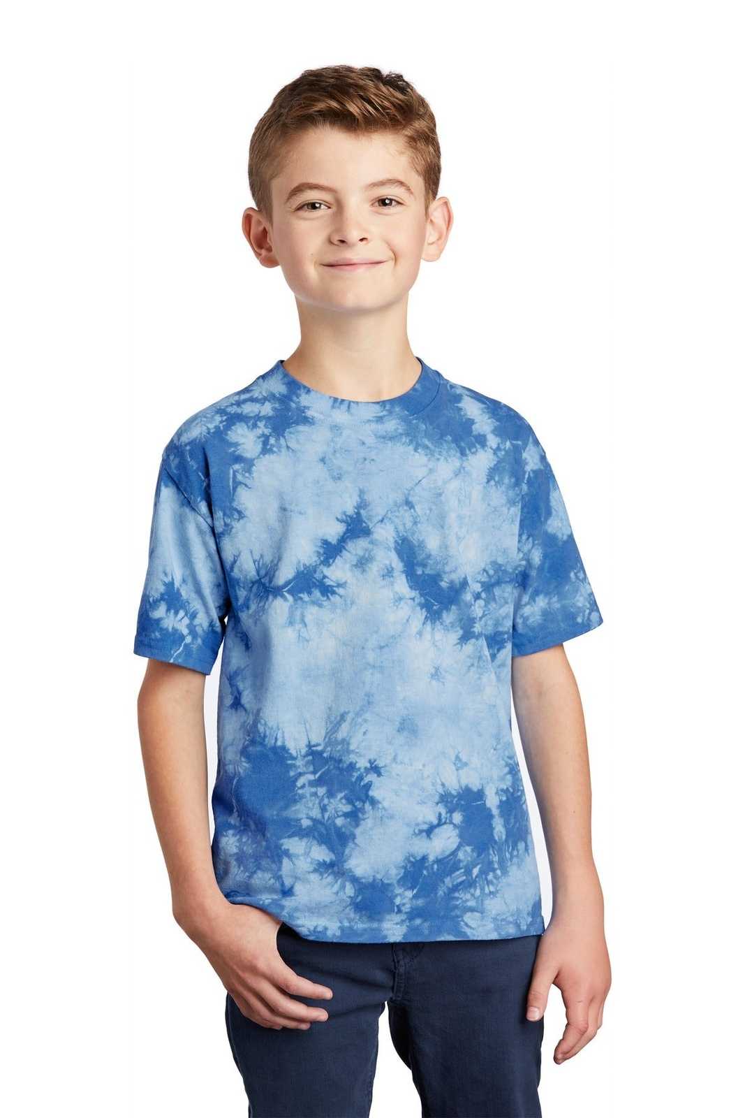 Port &amp; Company PC145Y Youth Crystal Tie-Dye Tee - Sky Blue - HIT a Double - 1