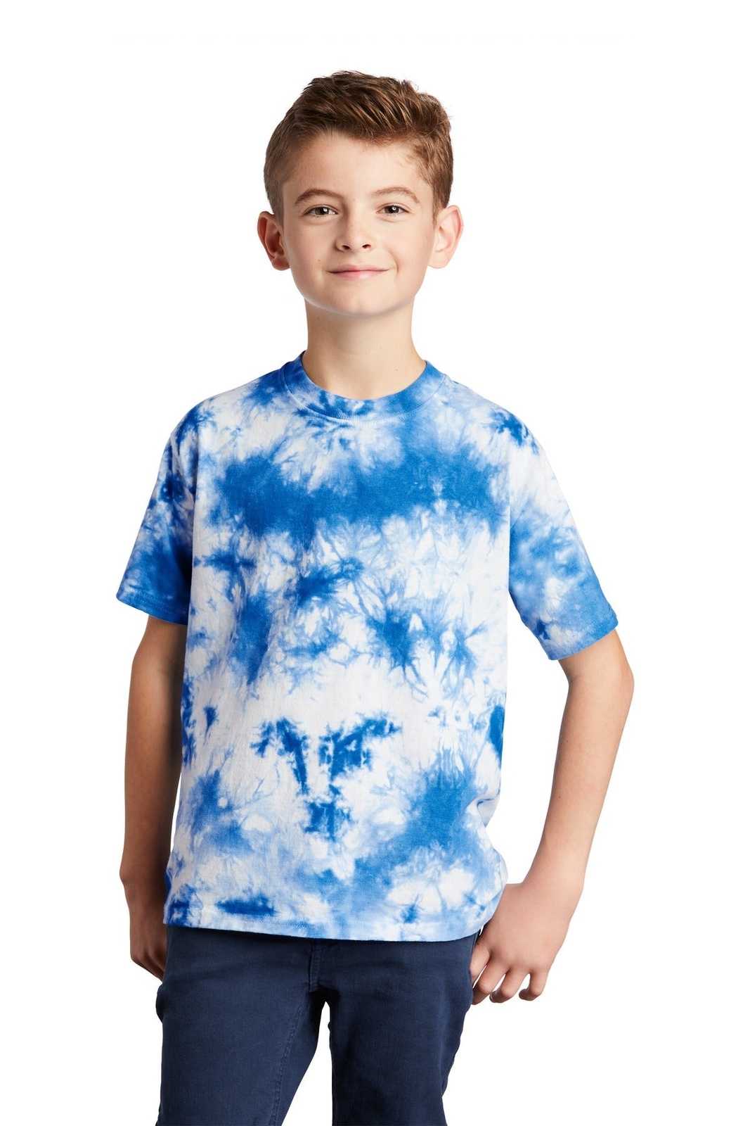Port &amp; Company PC145Y Youth Crystal Tie-Dye Tee - True Royal - HIT a Double - 1