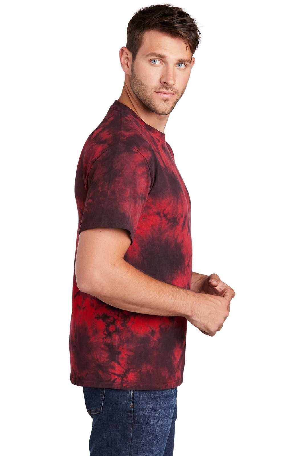 Port &amp; Company PC145 Crystal Tie-Dye Tee - Black Red - HIT a Double - 3