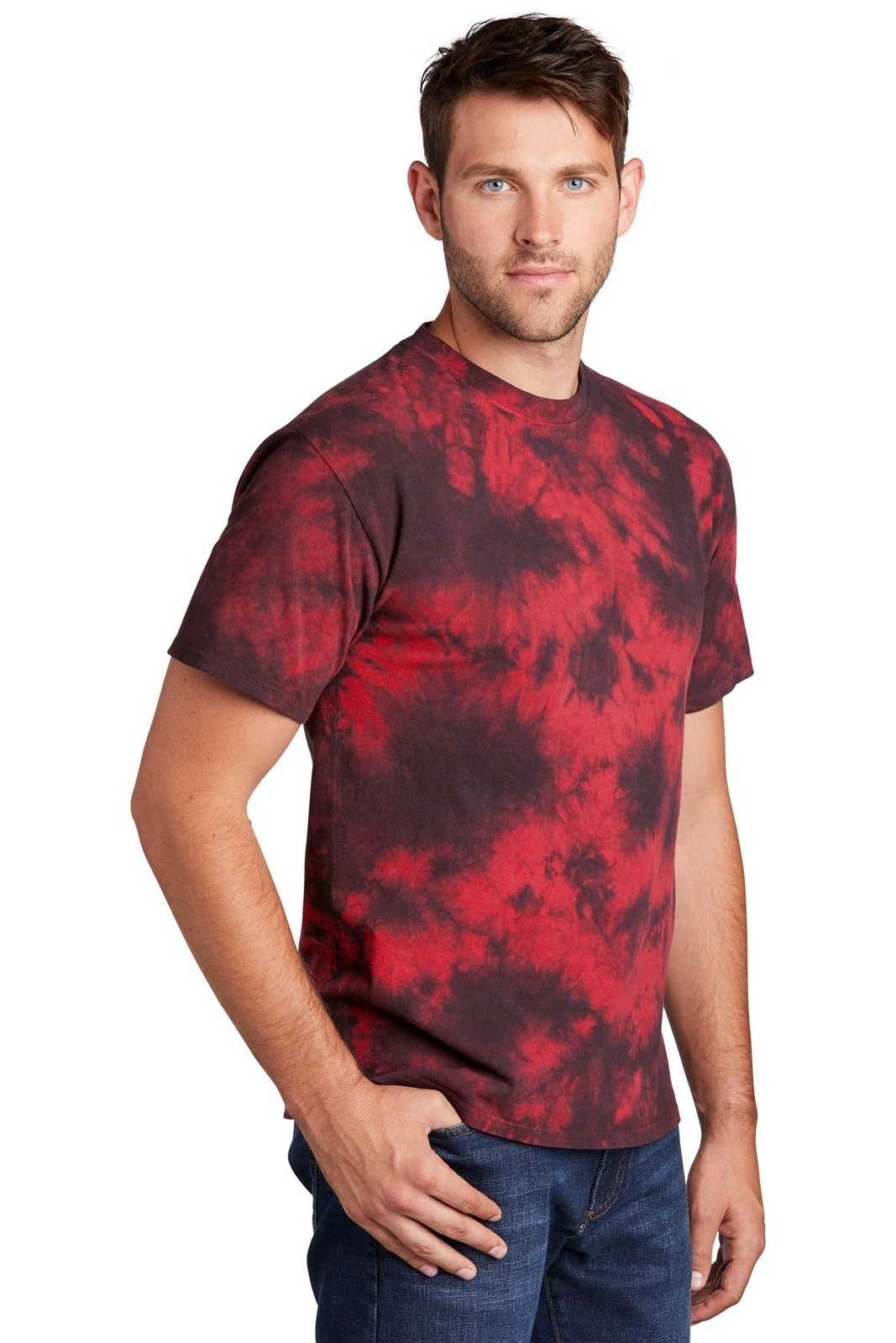 Port &amp; Company PC145 Crystal Tie-Dye Tee - Black Red - HIT a Double - 4