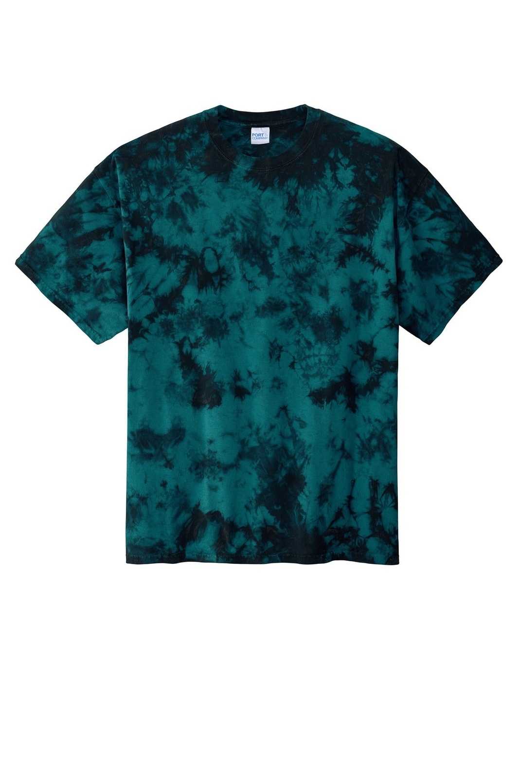 Port &amp; Company PC145 Crystal Tie-Dye Tee - Black Teal - HIT a Double - 5