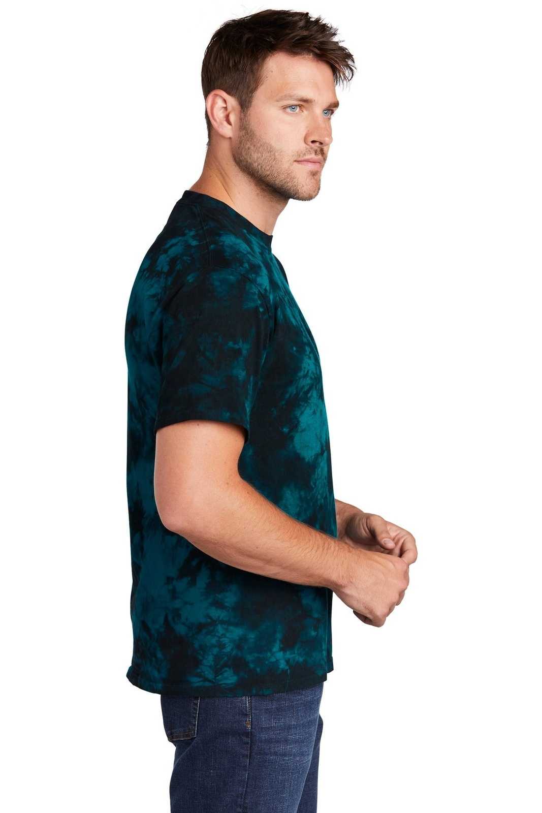 Port &amp; Company PC145 Crystal Tie-Dye Tee - Black Teal - HIT a Double - 3