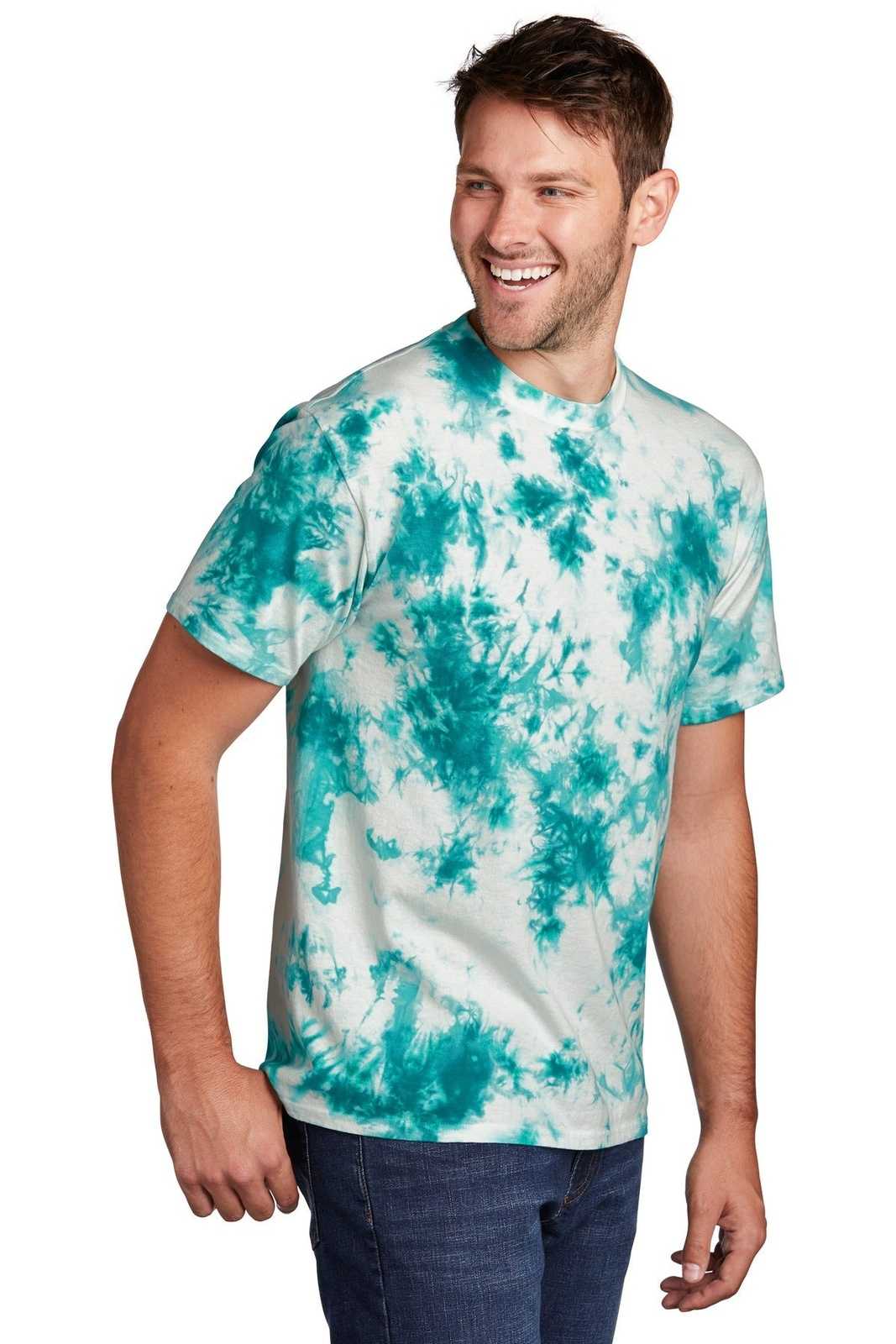 Port &amp; Company PC145 Crystal Tie-Dye Tee - Teal - HIT a Double - 4