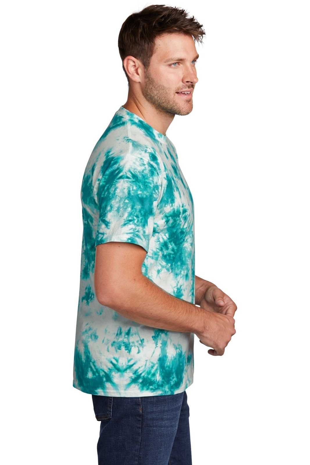 Port &amp; Company PC145 Crystal Tie-Dye Tee - Teal - HIT a Double - 3