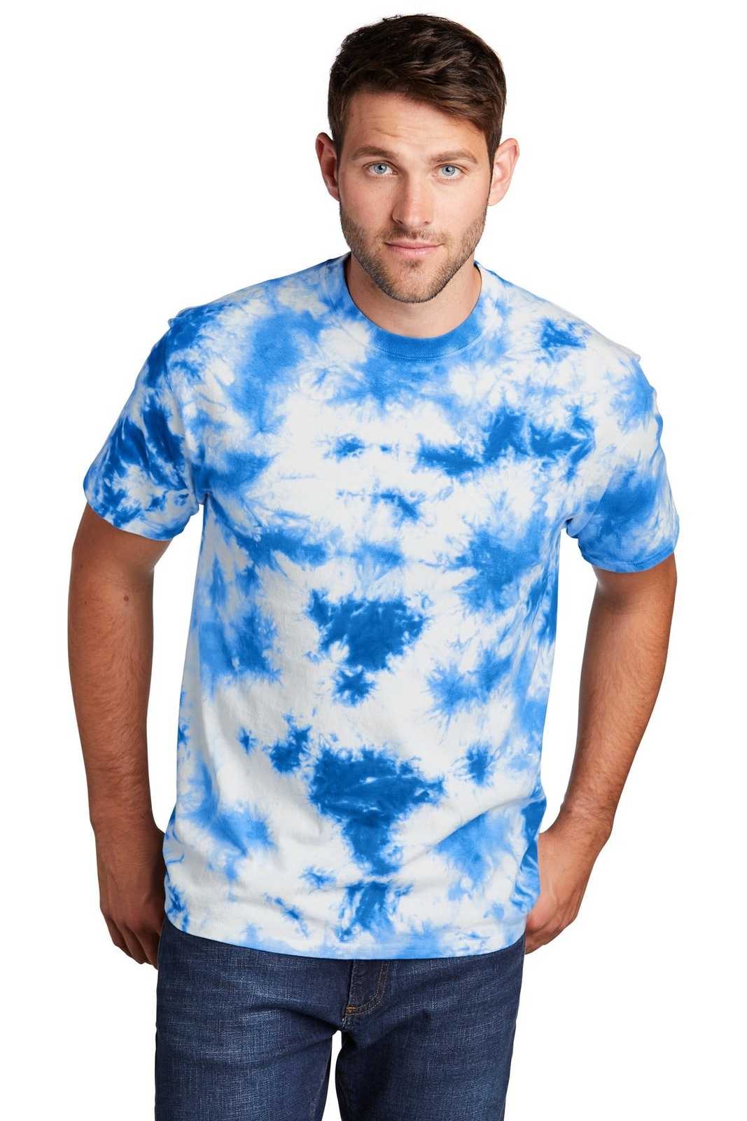Port &amp; Company PC145 Crystal Tie-Dye Tee - True Royal - HIT a Double - 1