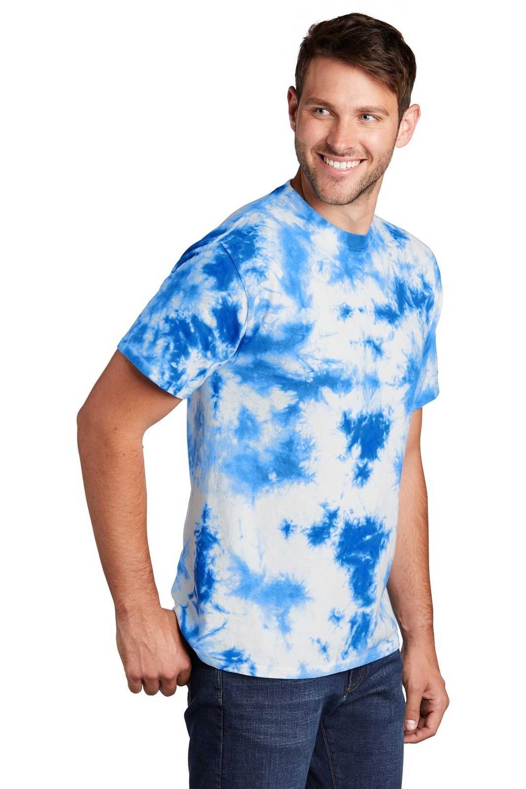 Port &amp; Company PC145 Crystal Tie-Dye Tee - True Royal - HIT a Double - 4