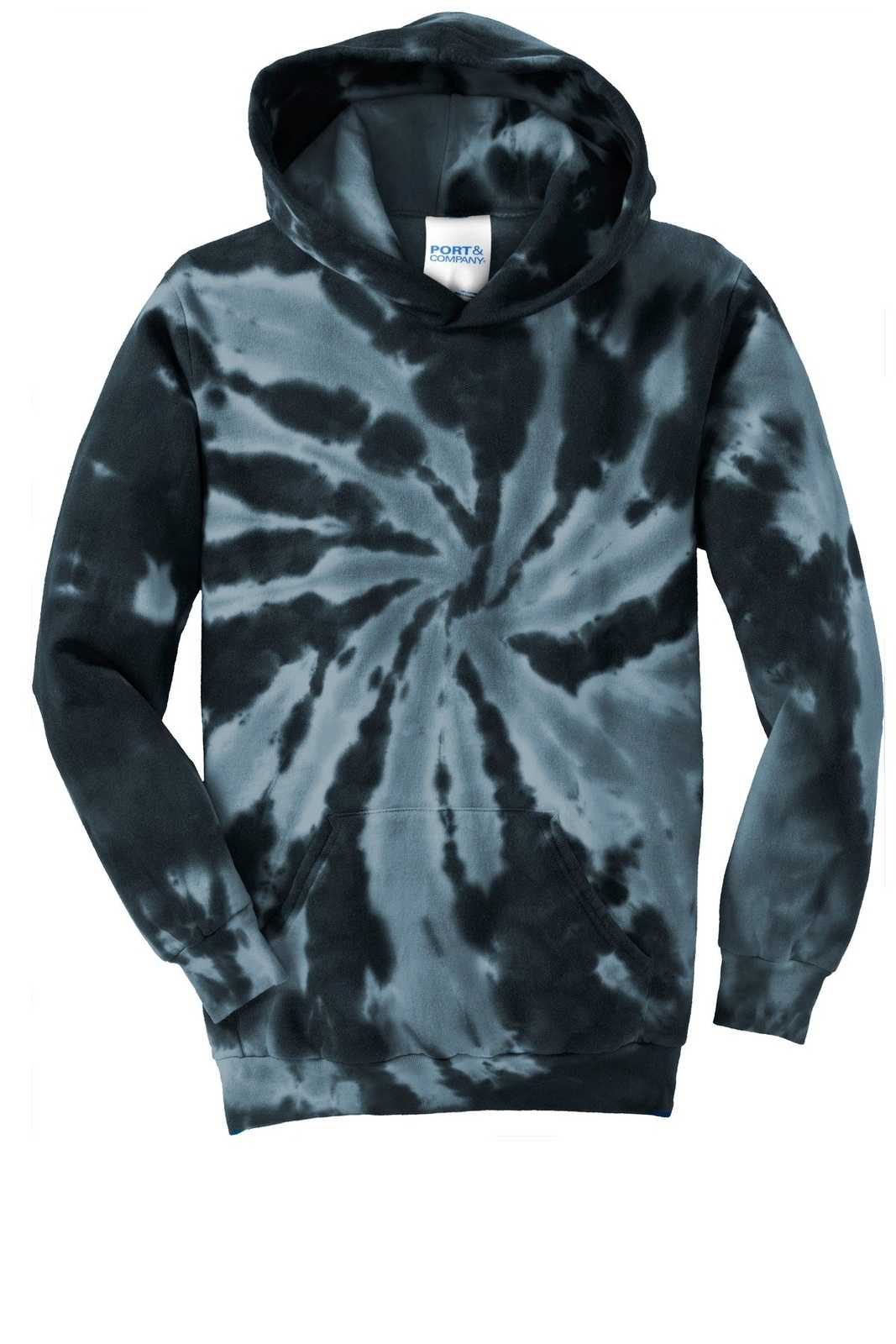 Port &amp; Company PC146Y Youth Tie-Dye Pullover Hooded Sweatshirt - Black - HIT a Double - 5