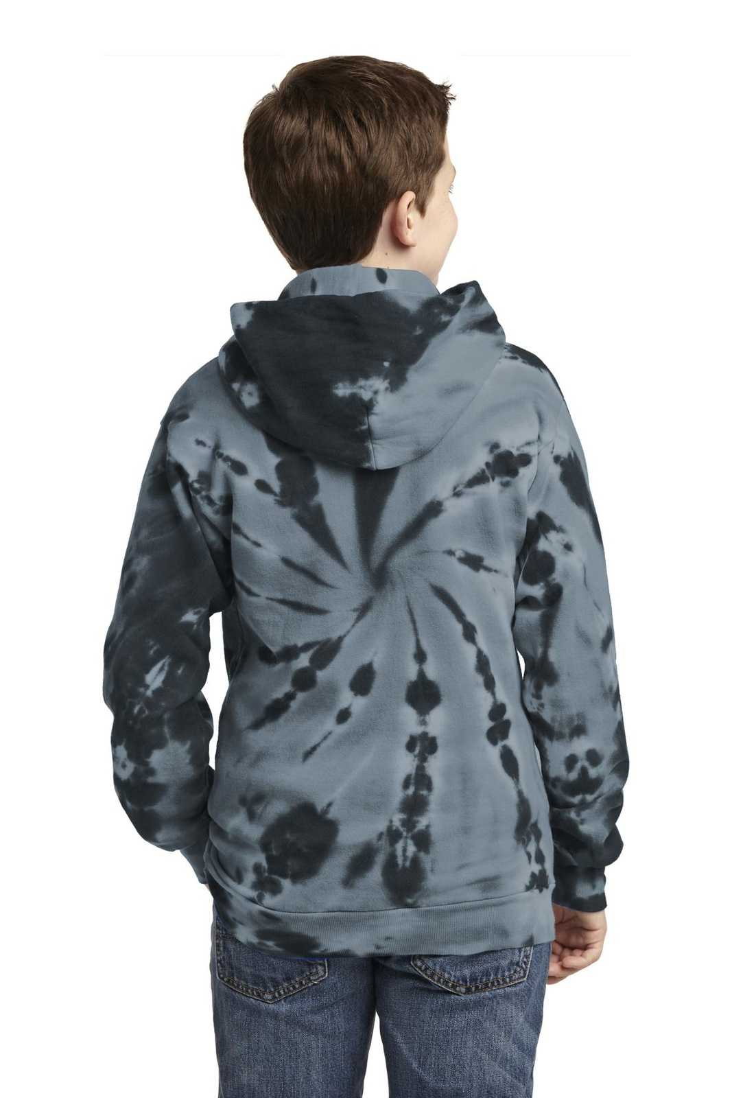 Port &amp; Company PC146Y Youth Tie-Dye Pullover Hooded Sweatshirt - Black - HIT a Double - 2