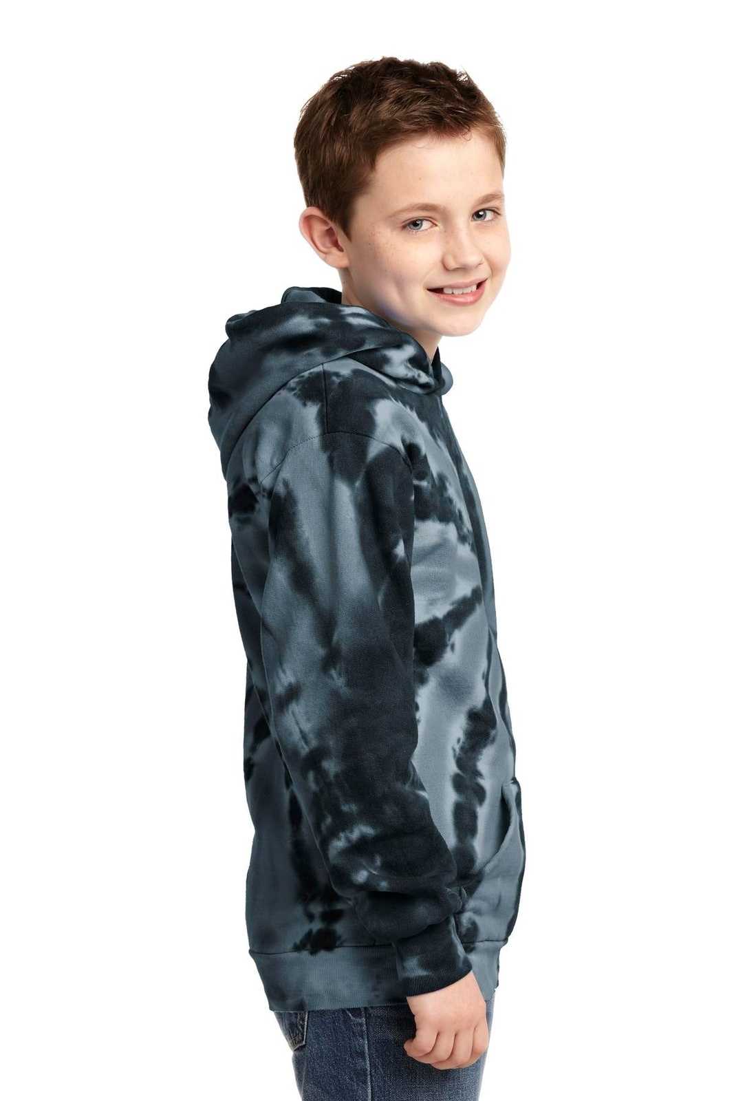 Port &amp; Company PC146Y Youth Tie-Dye Pullover Hooded Sweatshirt - Black - HIT a Double - 3