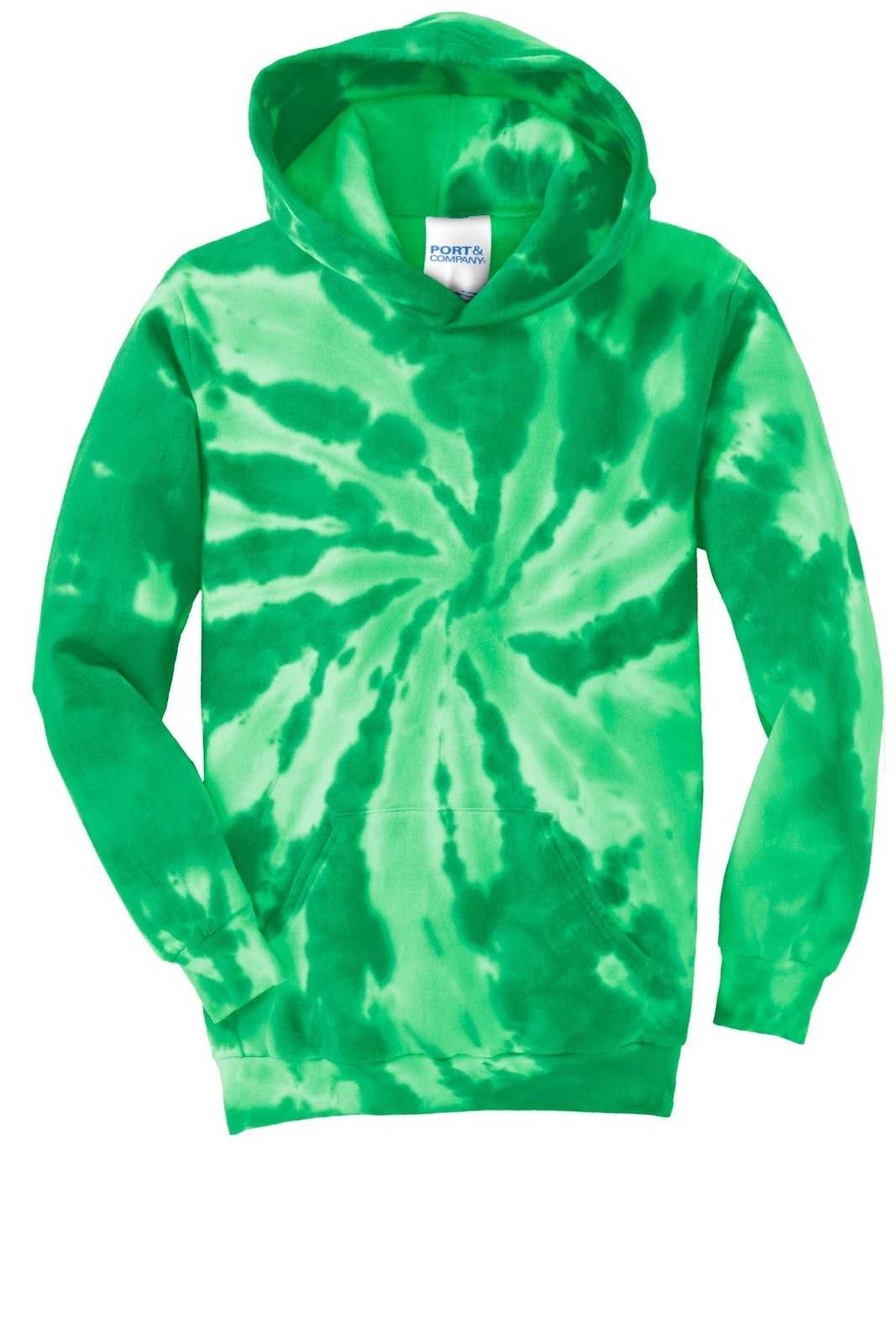 Port &amp; Company PC146Y Youth Tie-Dye Pullover Hooded Sweatshirt - Kelly - HIT a Double - 5