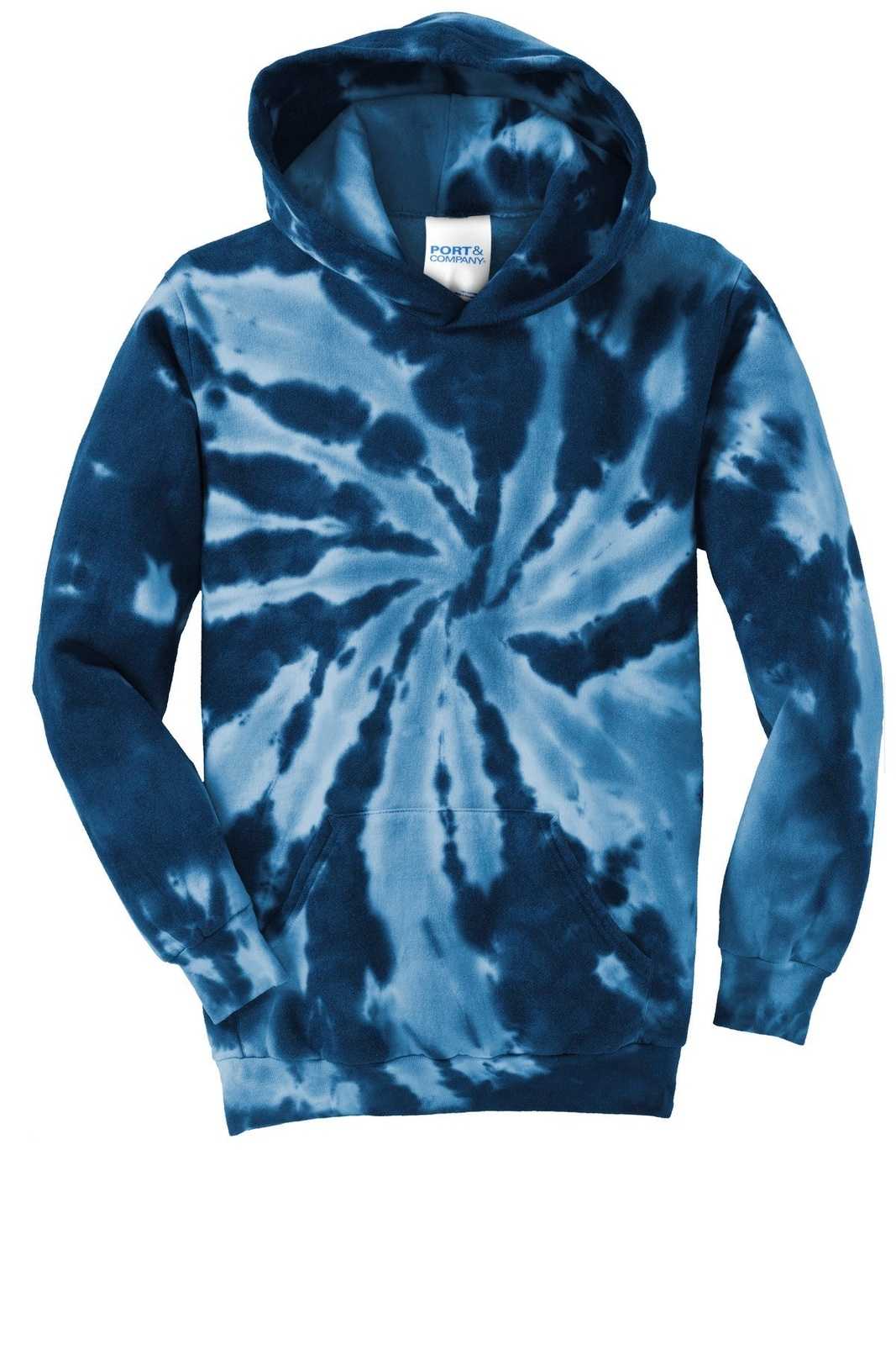 Port &amp; Company PC146Y Youth Tie-Dye Pullover Hooded Sweatshirt - Navy - HIT a Double - 5