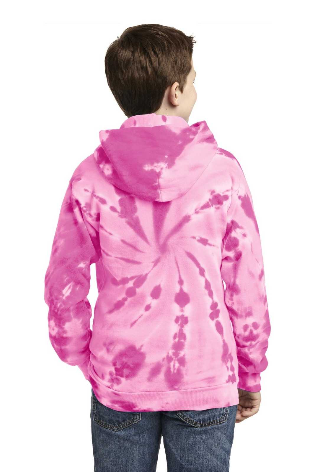 Port &amp; Company PC146Y Youth Tie-Dye Pullover Hooded Sweatshirt - Pink - HIT a Double - 2