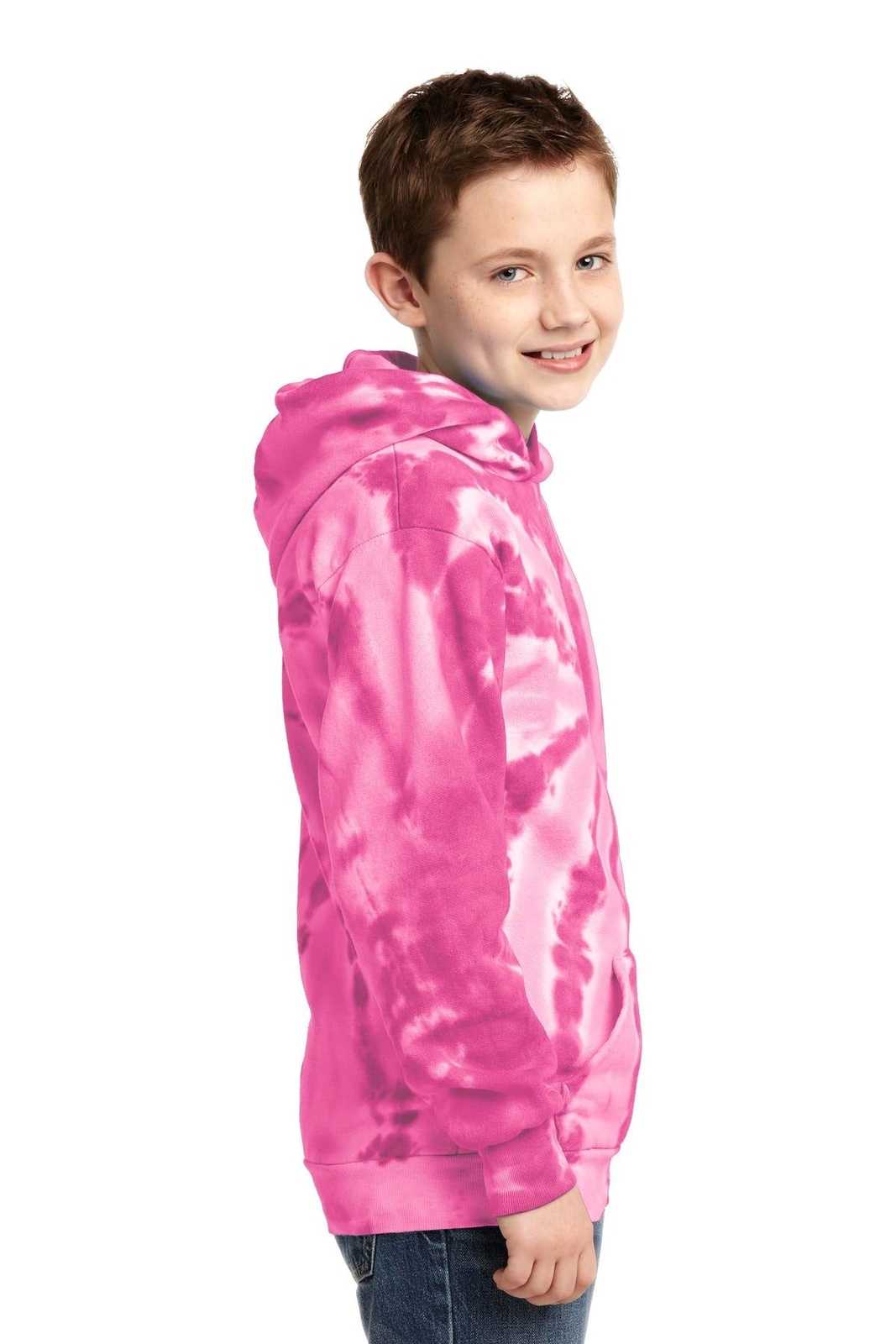 Port &amp; Company PC146Y Youth Tie-Dye Pullover Hooded Sweatshirt - Pink - HIT a Double - 3