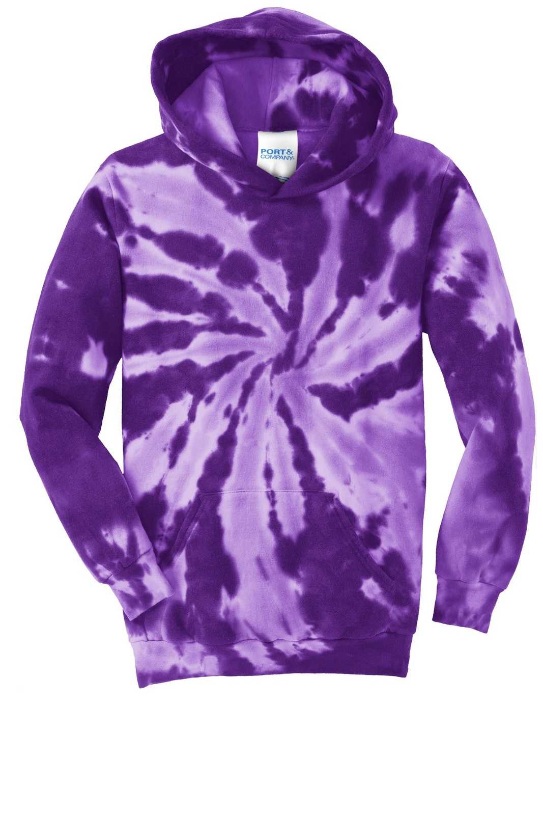 Port &amp; Company PC146Y Youth Tie-Dye Pullover Hooded Sweatshirt - Purple - HIT a Double - 5