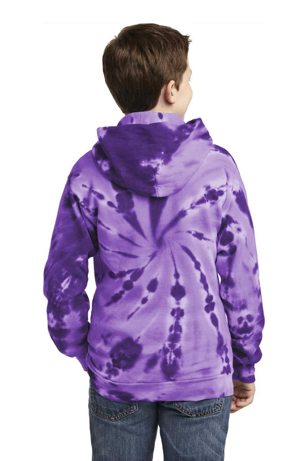 Port &amp; Company PC146Y Youth Tie-Dye Pullover Hooded Sweatshirt - Purple - HIT a Double - 2