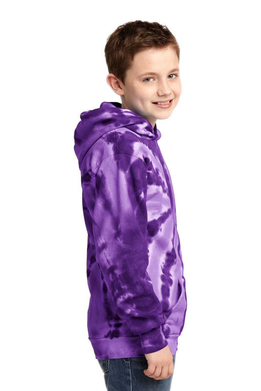 Port &amp; Company PC146Y Youth Tie-Dye Pullover Hooded Sweatshirt - Purple - HIT a Double - 3