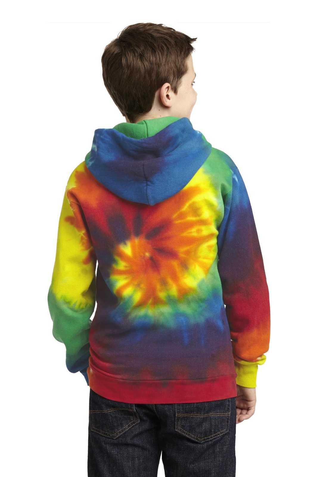 Port &amp; Company PC146Y Youth Tie-Dye Pullover Hooded Sweatshirt - Rainbow - HIT a Double - 2