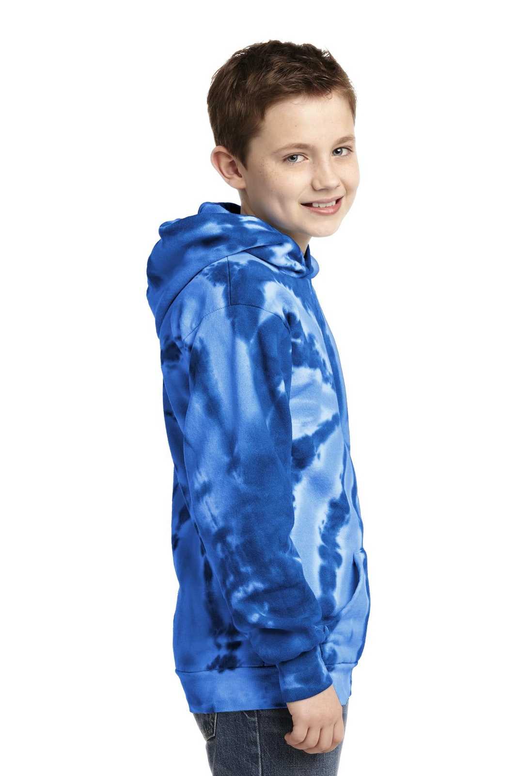 Port &amp; Company PC146Y Youth Tie-Dye Pullover Hooded Sweatshirt - Royal - HIT a Double - 3