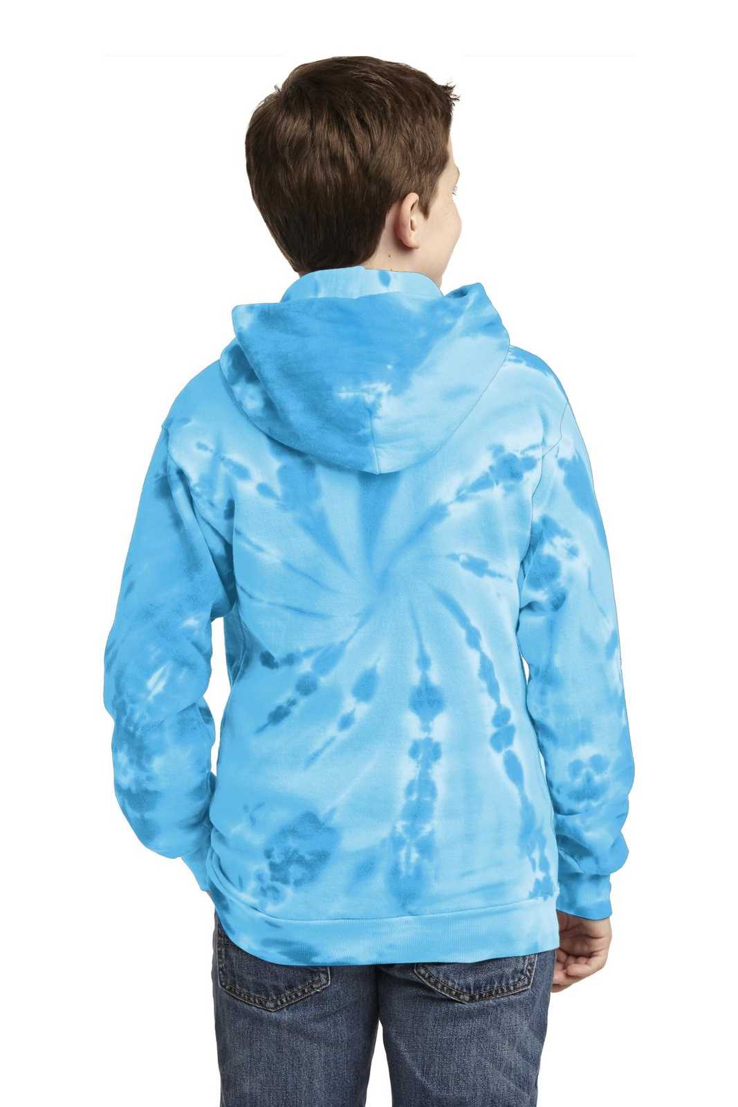 Port &amp; Company PC146Y Youth Tie-Dye Pullover Hooded Sweatshirt - Turquoise - HIT a Double - 2