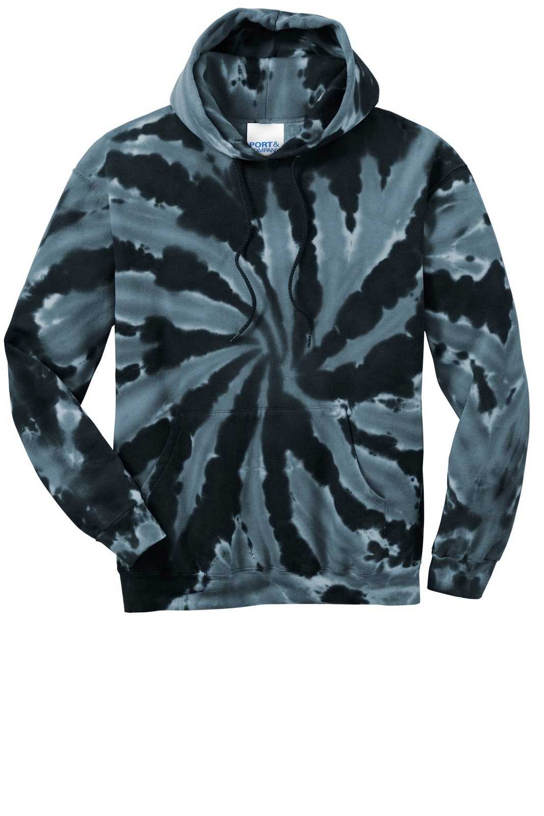 Port &amp; Company PC146 Tie-Dye Pullover Hooded Sweatshirt - Black - HIT a Double - 5