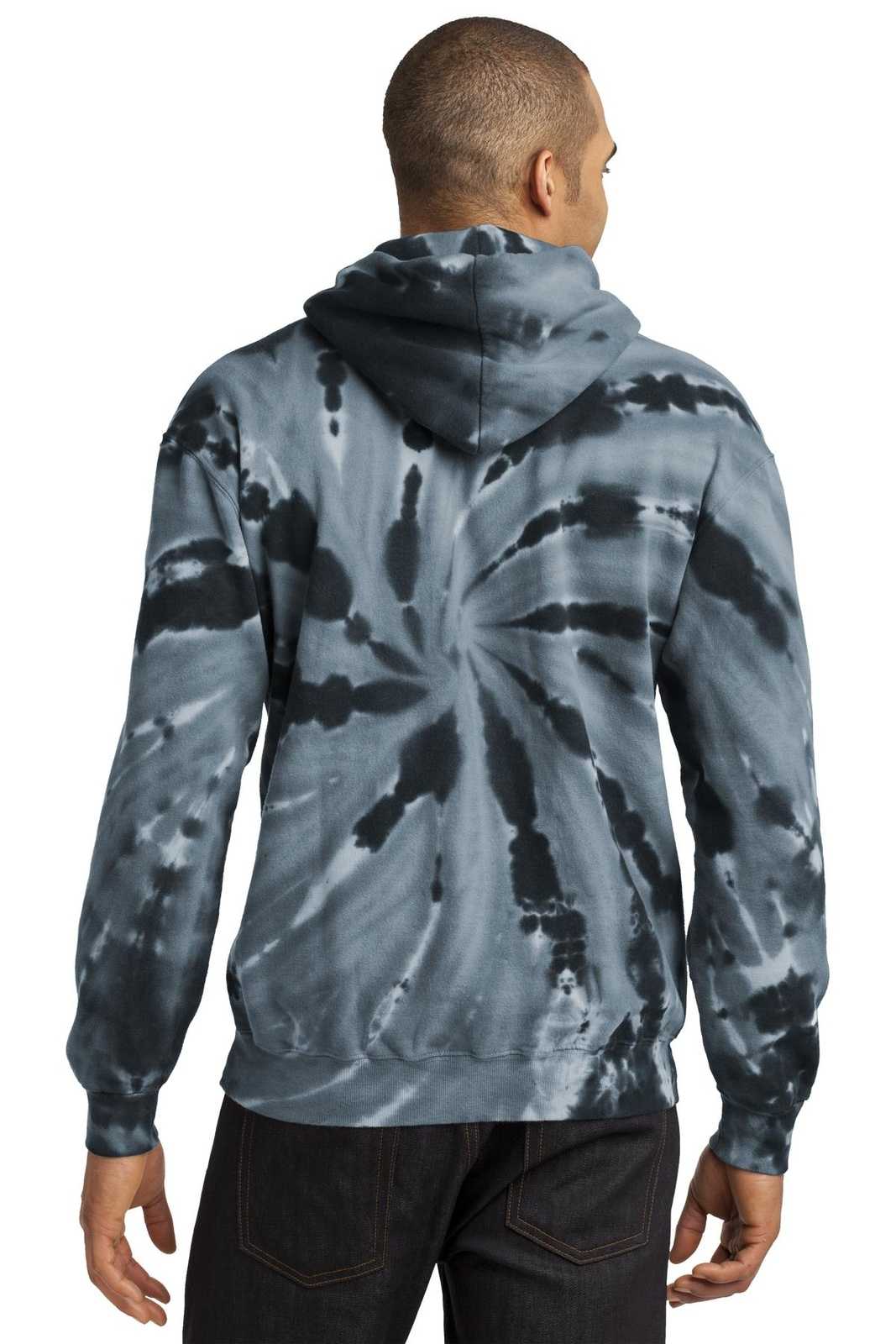 Port &amp; Company PC146 Tie-Dye Pullover Hooded Sweatshirt - Black - HIT a Double - 2