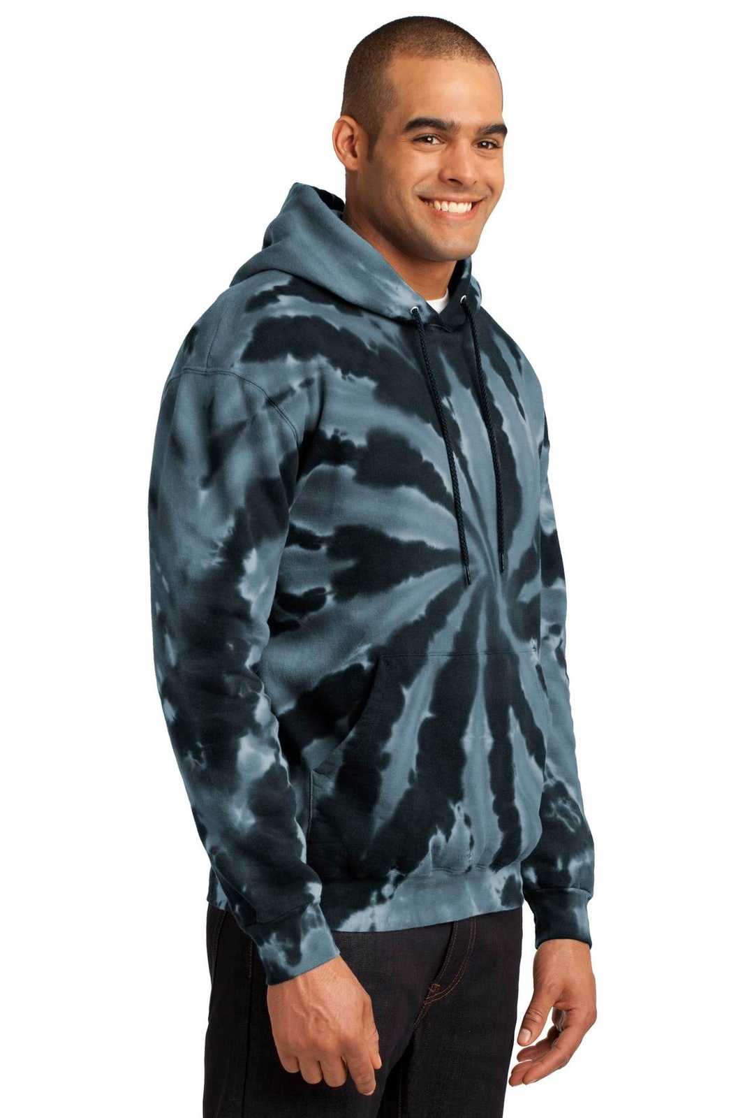 Port &amp; Company PC146 Tie-Dye Pullover Hooded Sweatshirt - Black - HIT a Double - 4