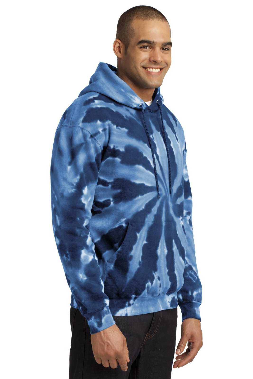 Port &amp; Company PC146 Tie-Dye Pullover Hooded Sweatshirt - Navy - HIT a Double - 4