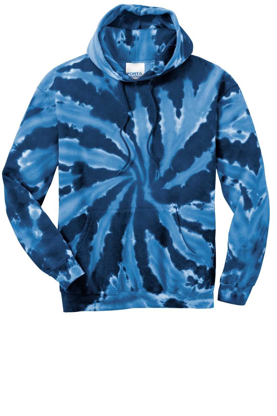 Port &amp; Company PC146 Tie-Dye Pullover Hooded Sweatshirt - Navy - HIT a Double - 5